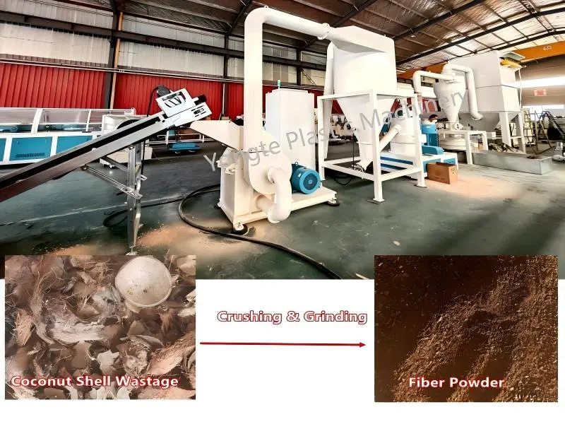 Coconut Shell Recycling WPC Line Trial för Vietnam-klient