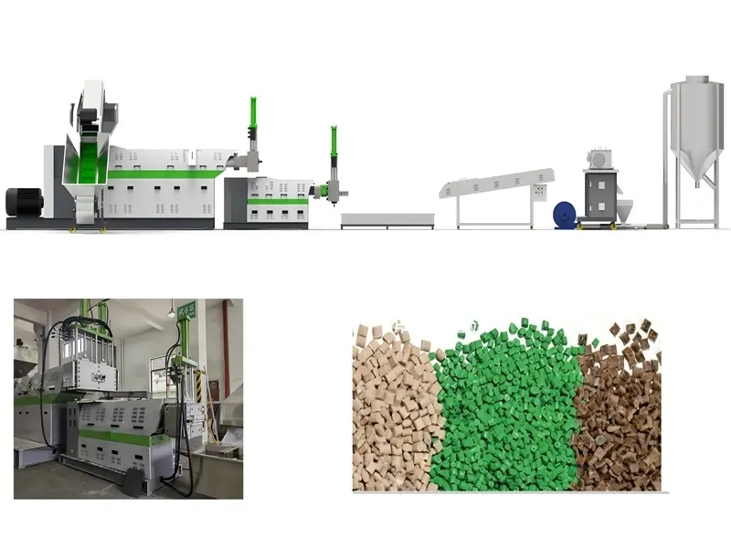 Plastpelleteringsmaskin för filmåtervinning